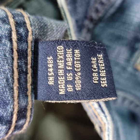 AMERICAN EAGLE ♡ Sweet Vintage Denim Slit Back Pockets Blue Jeans Size 2 Reg - Picture 10 of 15